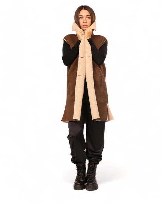 Gilet reversibile in montone eco