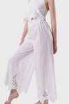 Pantalone in cotone bianco ricamato