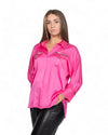 Camicia fucsia in raso con strass noir