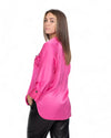 Camicia fucsia in raso con strass noir