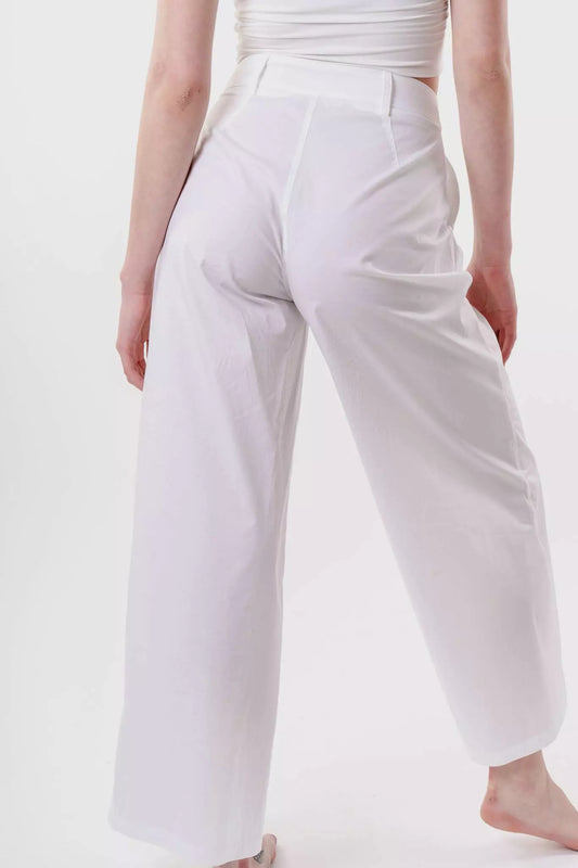 Pantalone largo in cotone bianco