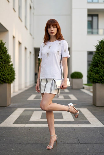 Tshirt strass bianchi e neri
