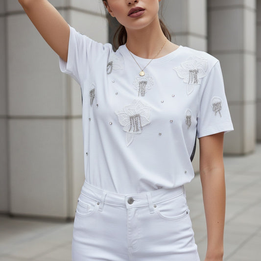 Tshirt strass bianchi e neri